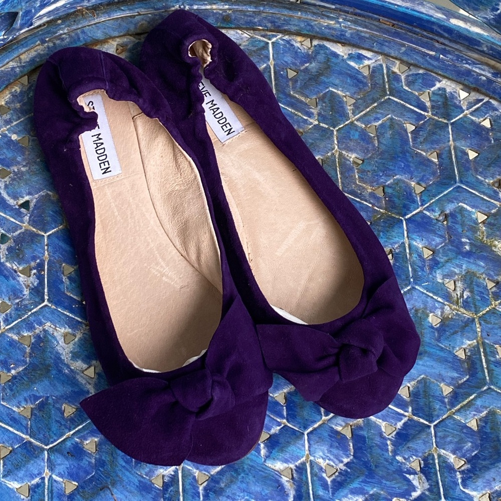 Steve Madden Deep Purple Suede Ballet Bow Flat sz 9